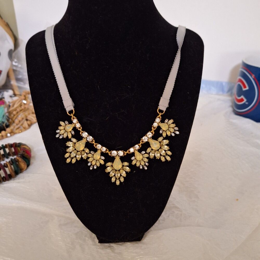 A Loft Women's Necklace Rhinestone and Ribbon Fairy Core Feminine Office Siren